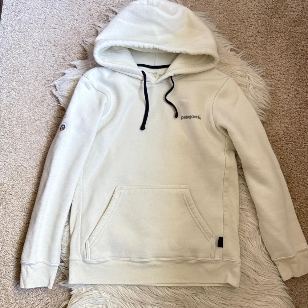 EUC Patagonia Uprisal Offwhite fleece hoodie women’s xs men’s xxs